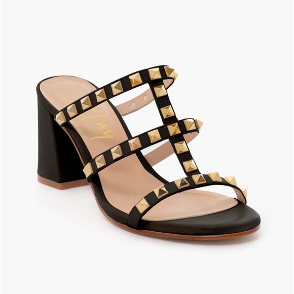 French Sole Shoes - French Sole Women's Black Foster Studded Sandals sz 9 Heel Tuckernuck Exclusive